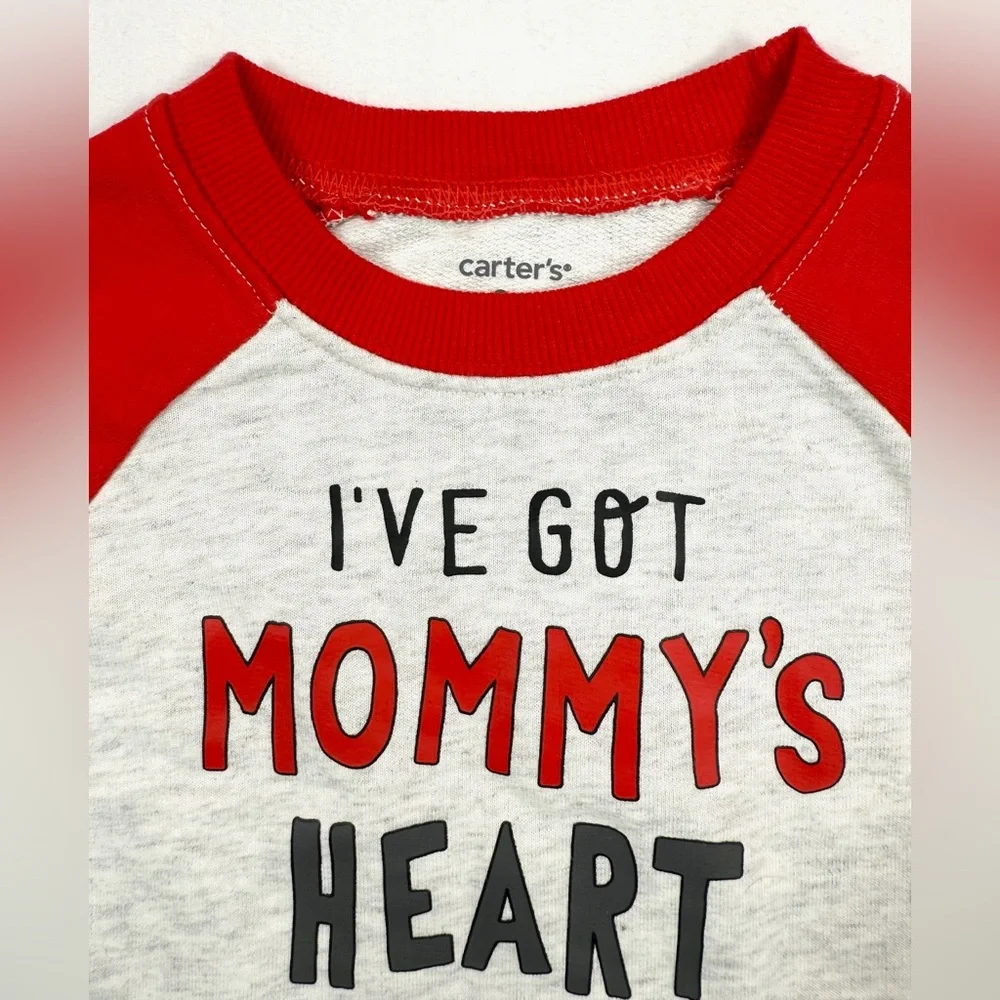 NWT CARTER’S “I’ve Got Mommy’s‎ Heart” Baby Boy Raglan Long Sleeve Sweatshirt 9M